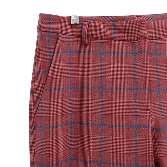 NWT NIU Women's Plaid Dress Pants Trousers Sz M Red Pleated Wool Blend Preppy - Picture 3 of 11